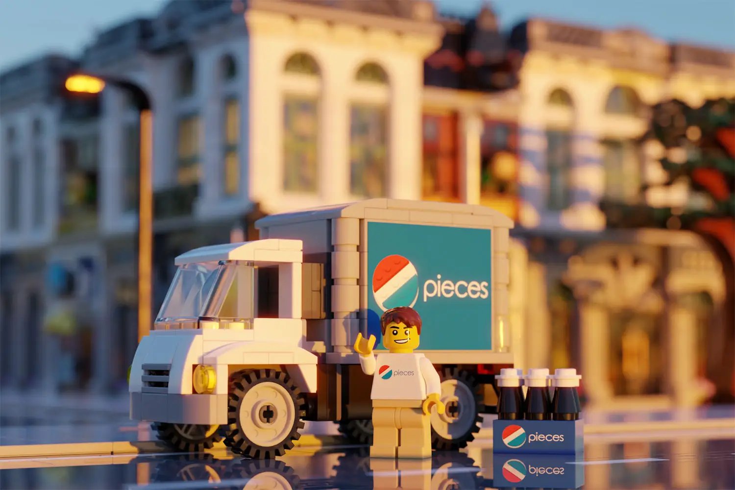 Pieces Soda Delivery Truck with Minifig by B3 Customs
