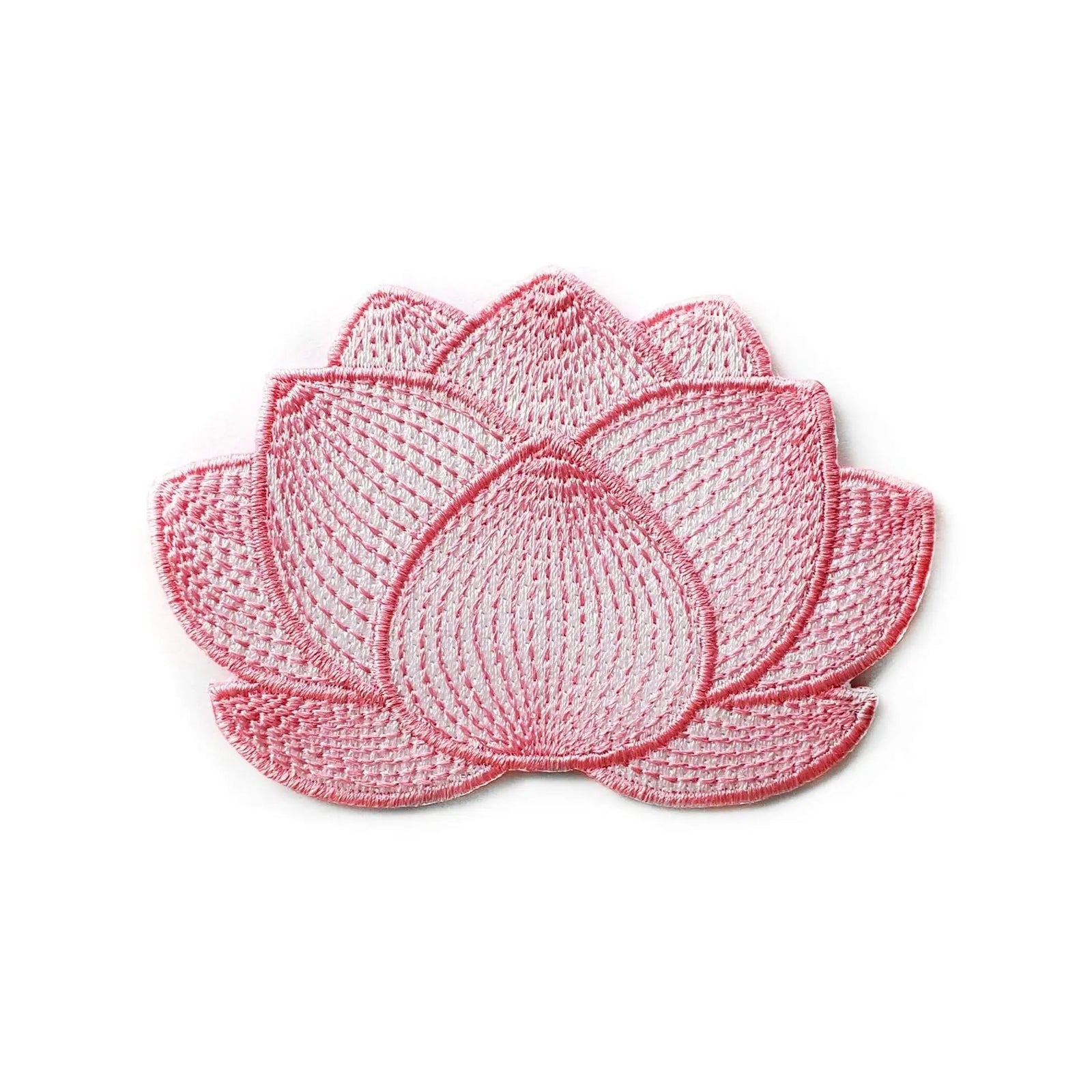 Pink Lotus Flower patch by Kolorspun, an iron-on embroidered patch with detailed lotus design.