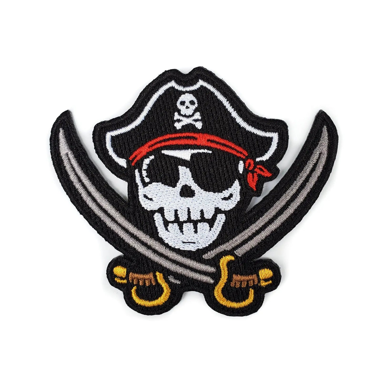 Kolorspun pirate patch featuring bold pirate skull and crossbones design on fabric for costume or accessories.