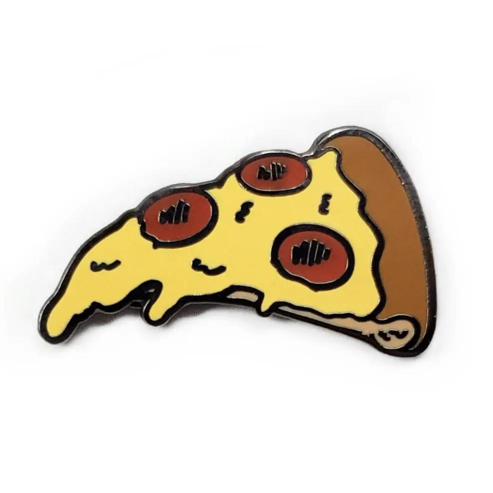 Colorful pizza slice enamel pin from Kolorspun featuring vibrant details and a shiny finish, perfect for accessorizing.