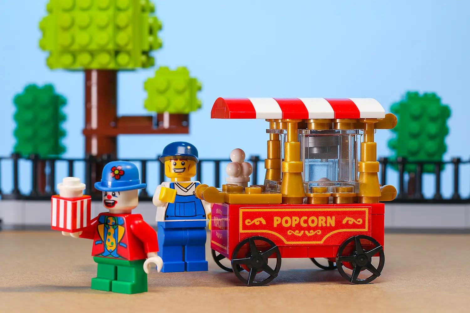 Popcorn Vending Cart Building Set made using LEGO parts by B3 Customs