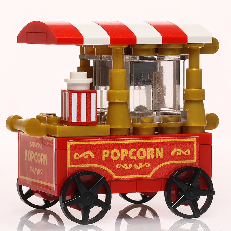 Popcorn Vending Cart Building Set made using LEGO parts by B3 Customs