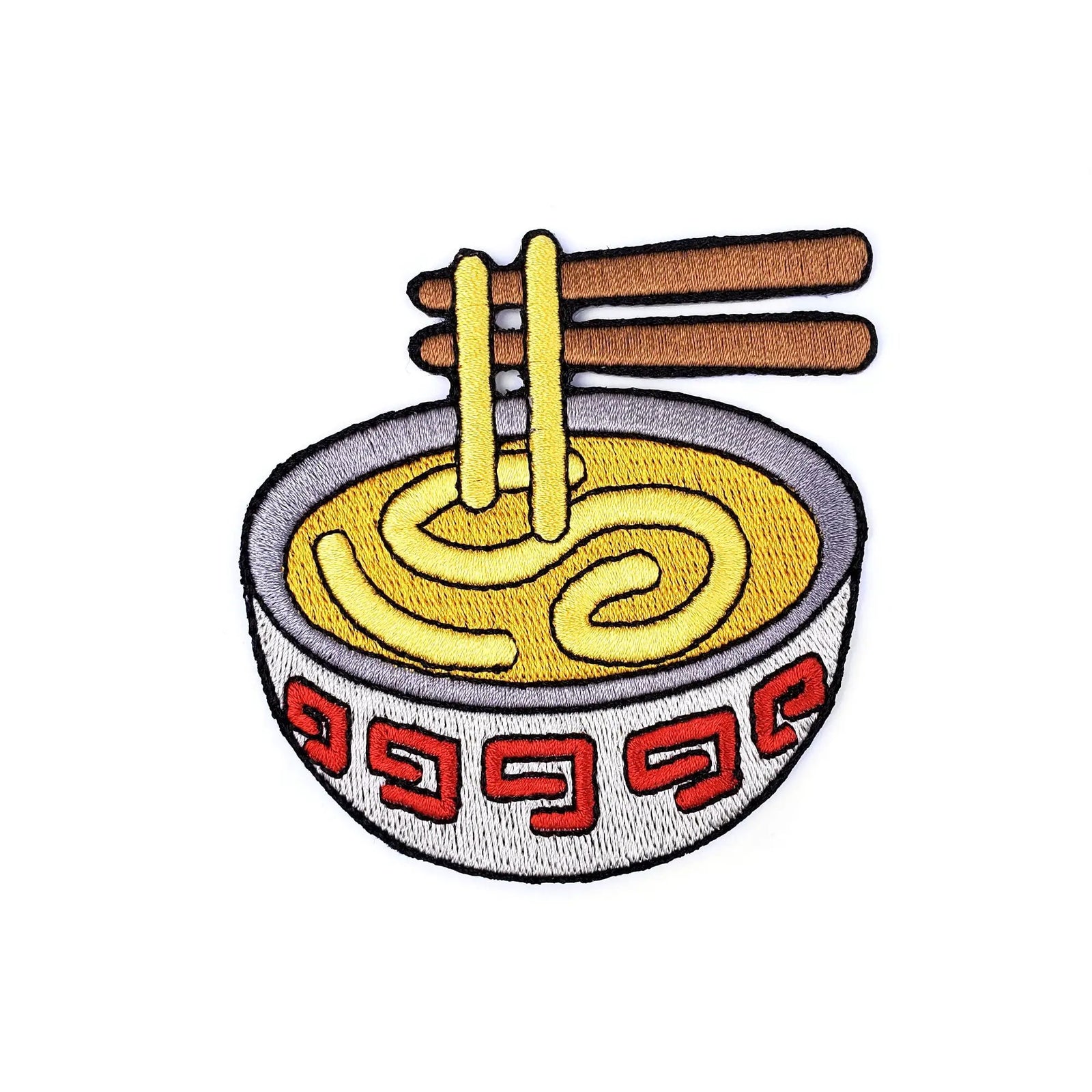 Colorful Ramen Patch by Kolorspun featuring a detailed, embroidered ramen bowl design on fabric for clothing or accessories.