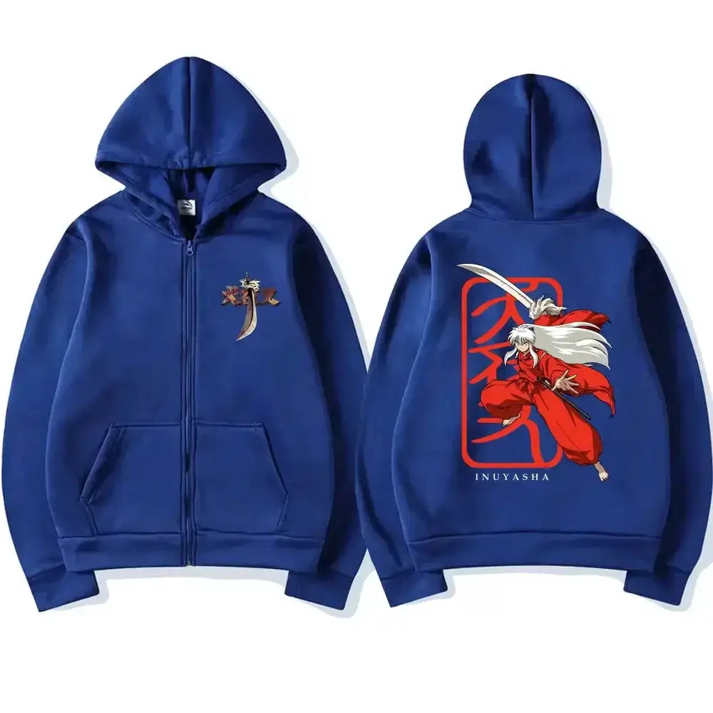 Inuyasha Graphic Zipper Hoodie Unisex Manga Jacket by Infinite Visibility