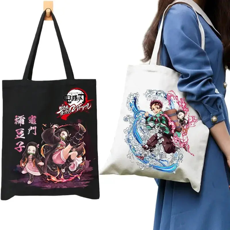 Demon Slayer Canvas Bag: Nezuko & Tanjiro Zipper Tote by Infinite Visibility