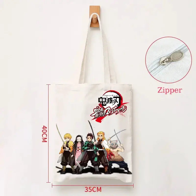 Demon Slayer Canvas Bag: Nezuko & Tanjiro Zipper Tote by Infinite Visibility