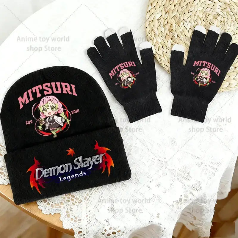Demon Slayer Hat Gloves Set: Tanjiro Winter Knit Kit by Infinite Visibility