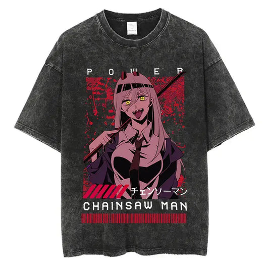 Chainsaw Man T-Shirt: Vintage Washed Oversized Streetwear