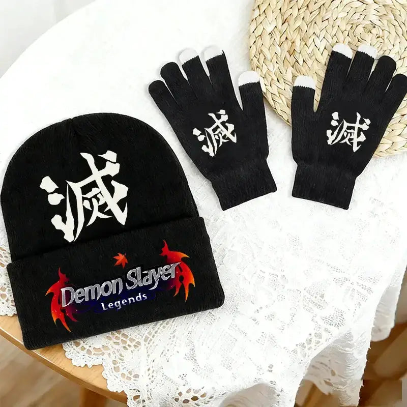 Demon Slayer Hat Gloves Set: Tanjiro Winter Knit Kit by Infinite Visibility
