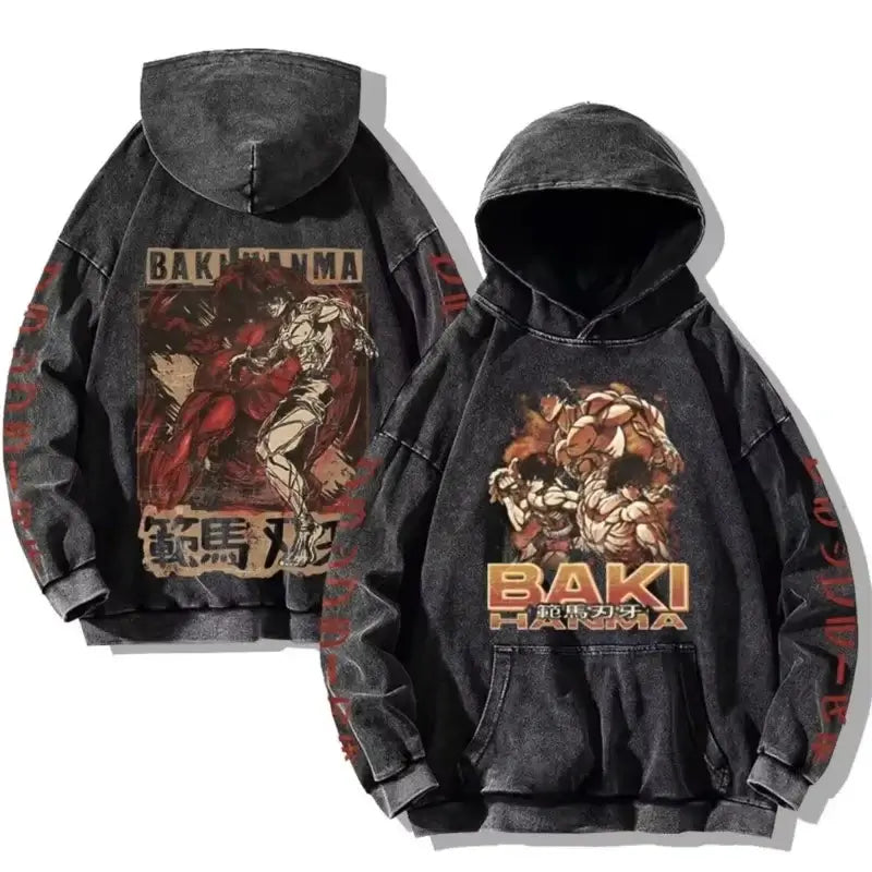 Baki Hanma Anime Print Hoodie Vintage Streetwear