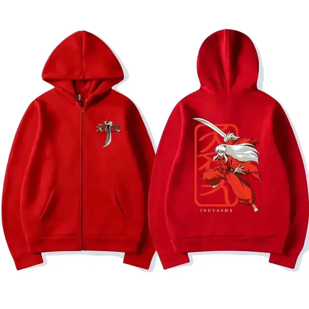 Inuyasha Graphic Zipper Hoodie Unisex Manga Jacket by Infinite Visibility