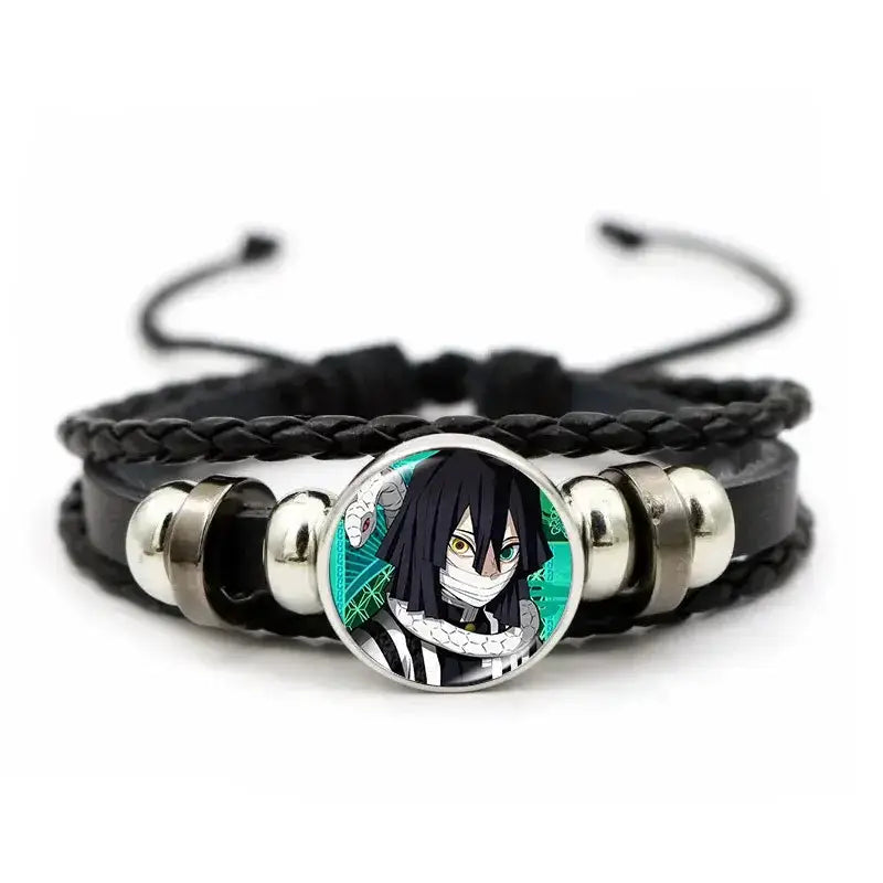 Demon Slayer Bracelet: Tanjiro & Nezuko Leather Charm by Infinite Visibility