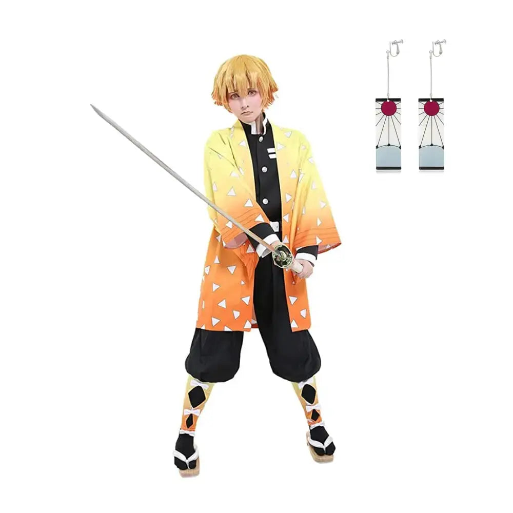 Zenitsu Cosplay Costume: Demon Slayer Kimono Wig Set by Infinite Visibility