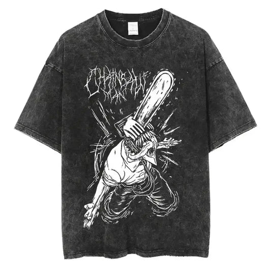 Chainsaw Man Vintage T-shirt Washed Cotton Tee