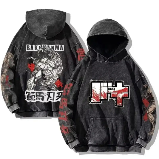 Baki Hanma Anime Print Hoodie Vintage Streetwear