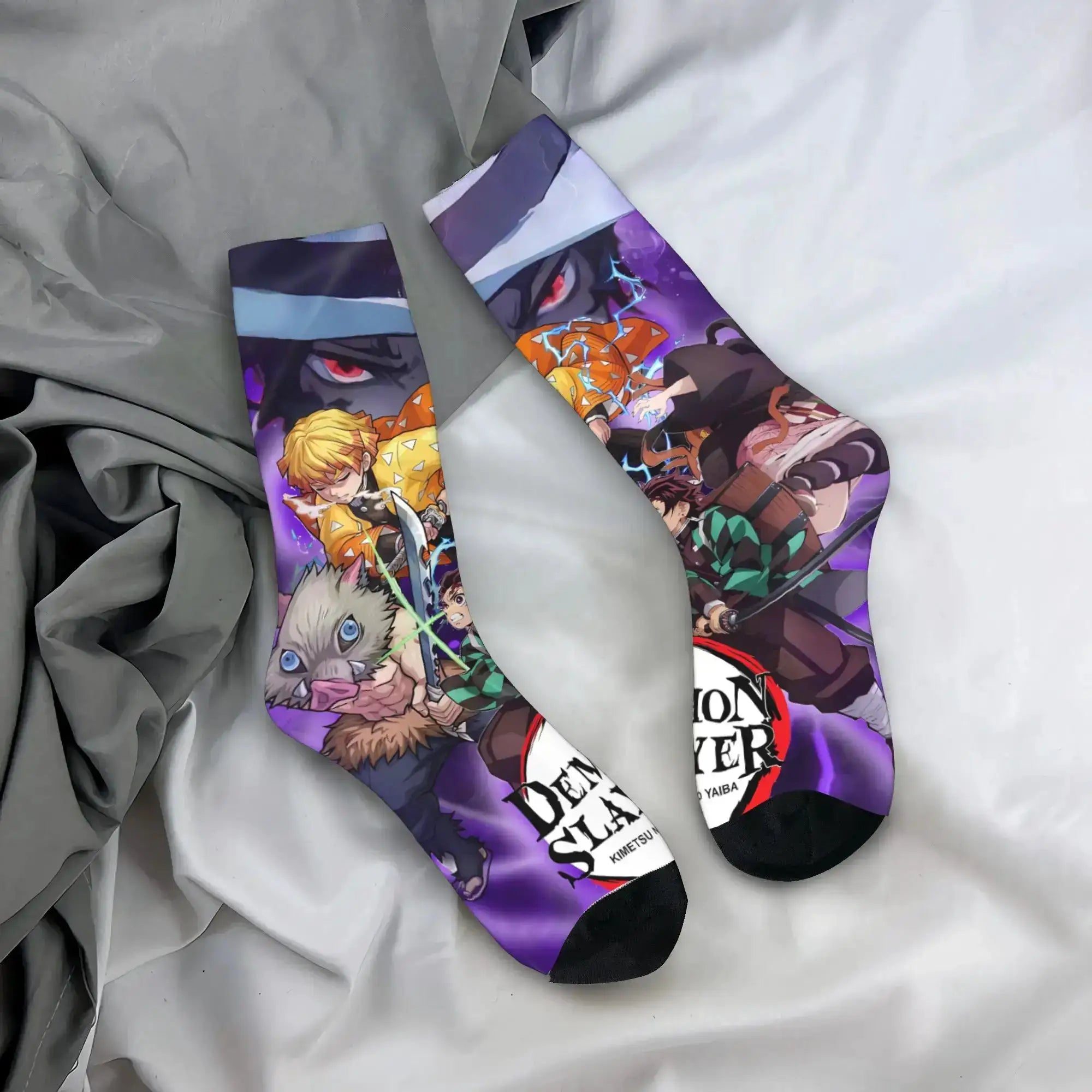 Demon Slayer Socks: Nezuko & Giyu Trendy Skateboard Style by Infinite Visibility