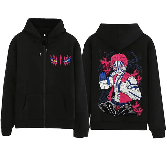 Demon Slayer Akaza Hoodie Infinity Castle Zipper