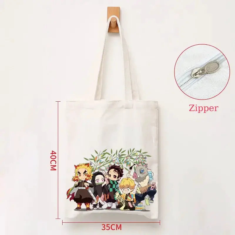 Demon Slayer Canvas Bag: Nezuko & Tanjiro Zipper Tote by Infinite Visibility