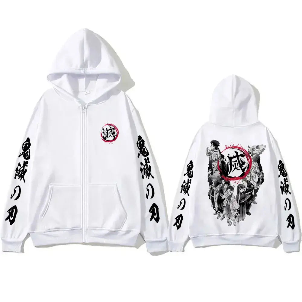 Demon Slayer Hashira Hoodie Vintage Zip Up Jacket