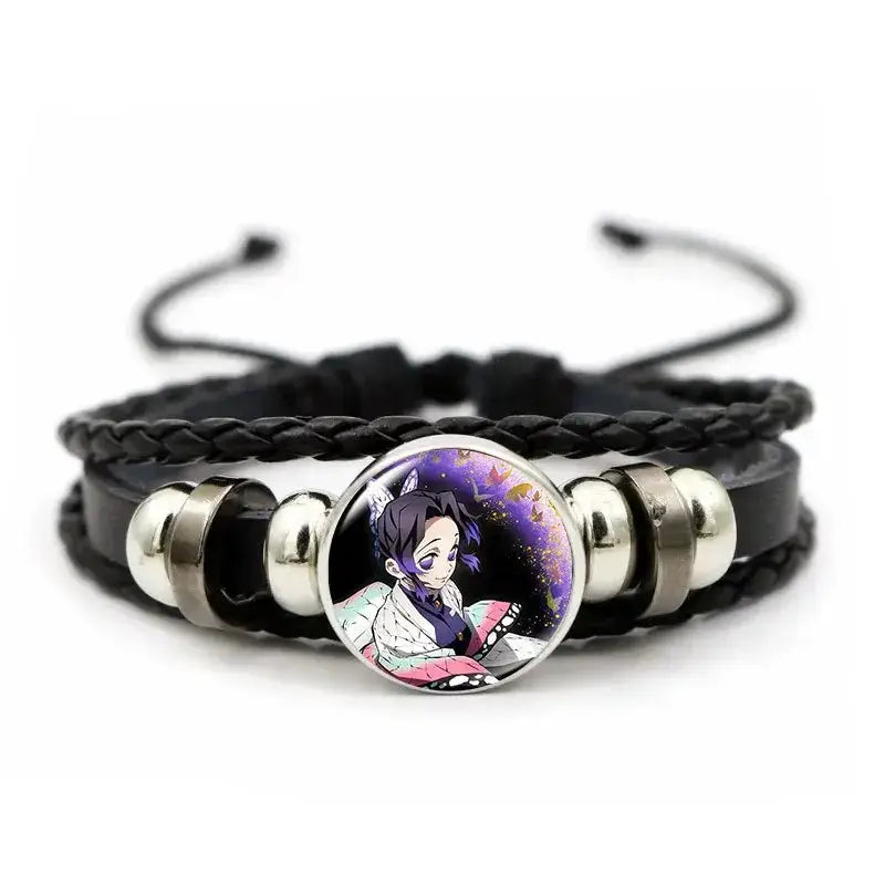 Demon Slayer Bracelet: Tanjiro & Nezuko Leather Charm by Infinite Visibility