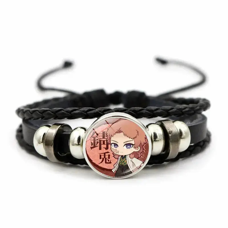 Demon Slayer Bracelet: Tanjiro & Nezuko Leather Charm by Infinite Visibility