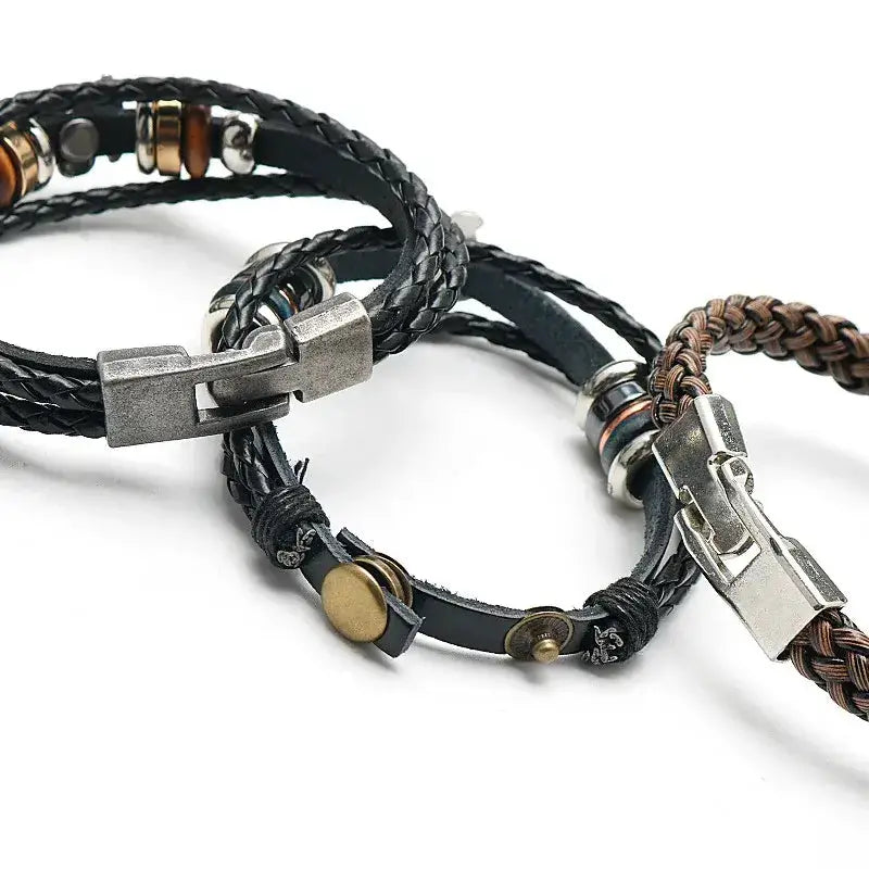 Anime Woven Cowhide Bracelet – Multilayer Buckle Gift by Infinite Visibility