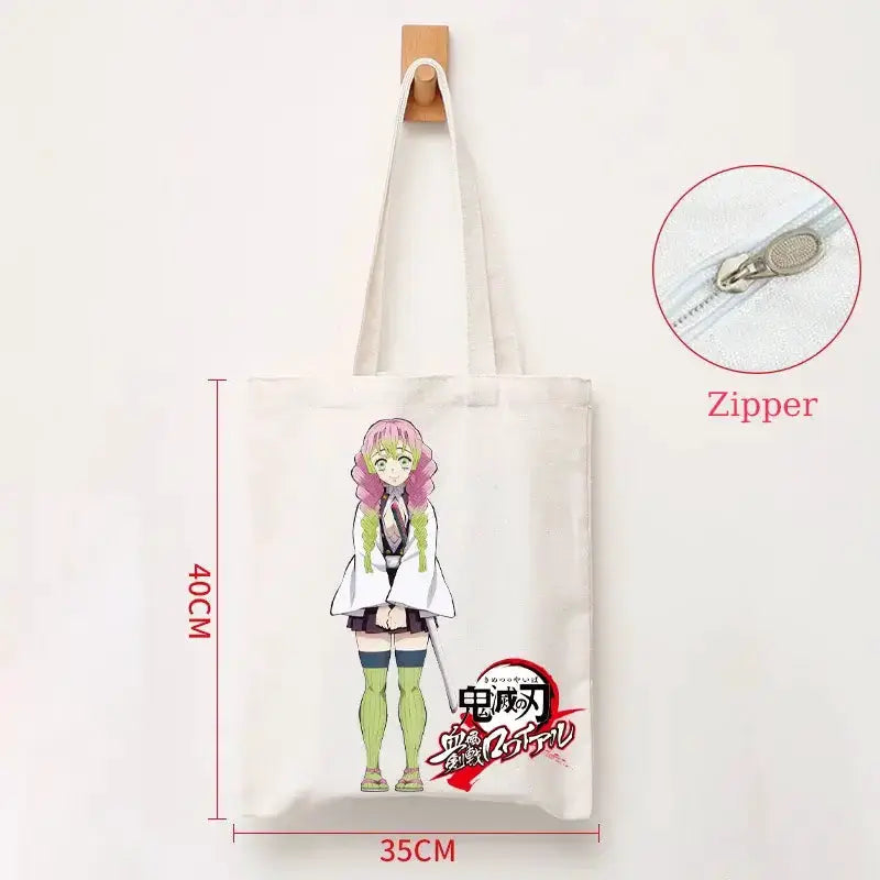 Demon Slayer Canvas Bag: Nezuko & Tanjiro Zipper Tote by Infinite Visibility