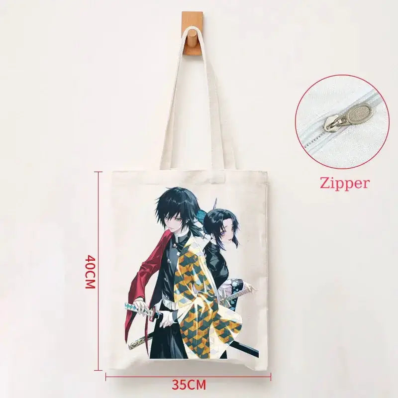 Demon Slayer Canvas Bag: Nezuko & Tanjiro Zipper Tote by Infinite Visibility