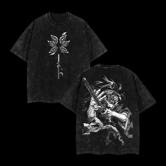 Demon Slayer Kokushibo T-shirt Vintage Washed Cotton Tee