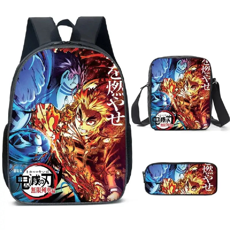 Demon Slayer Backpack: Nezuko 3-Piece Schoolbag Set