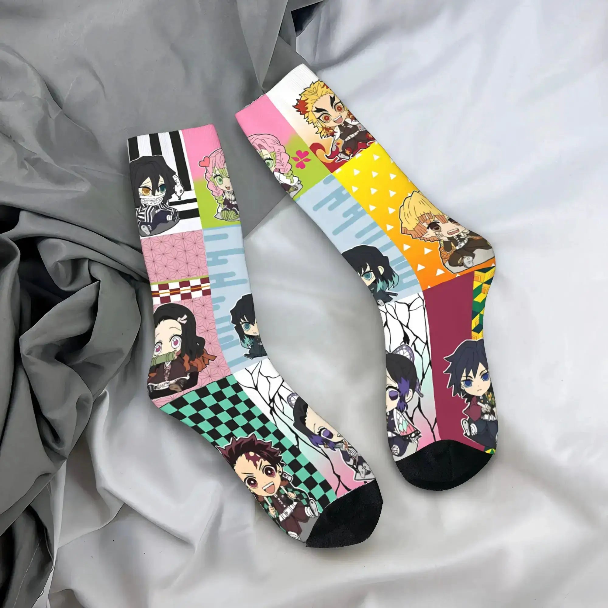 Demon Slayer Socks: Nezuko & Giyu Trendy Skateboard Style by Infinite Visibility