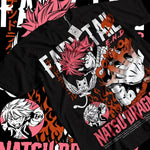 Fairy Tail T-shirt featuring Natsu and Gray anime graphic, black cotton tee with colorful character artwork from Infinite Visibility.
