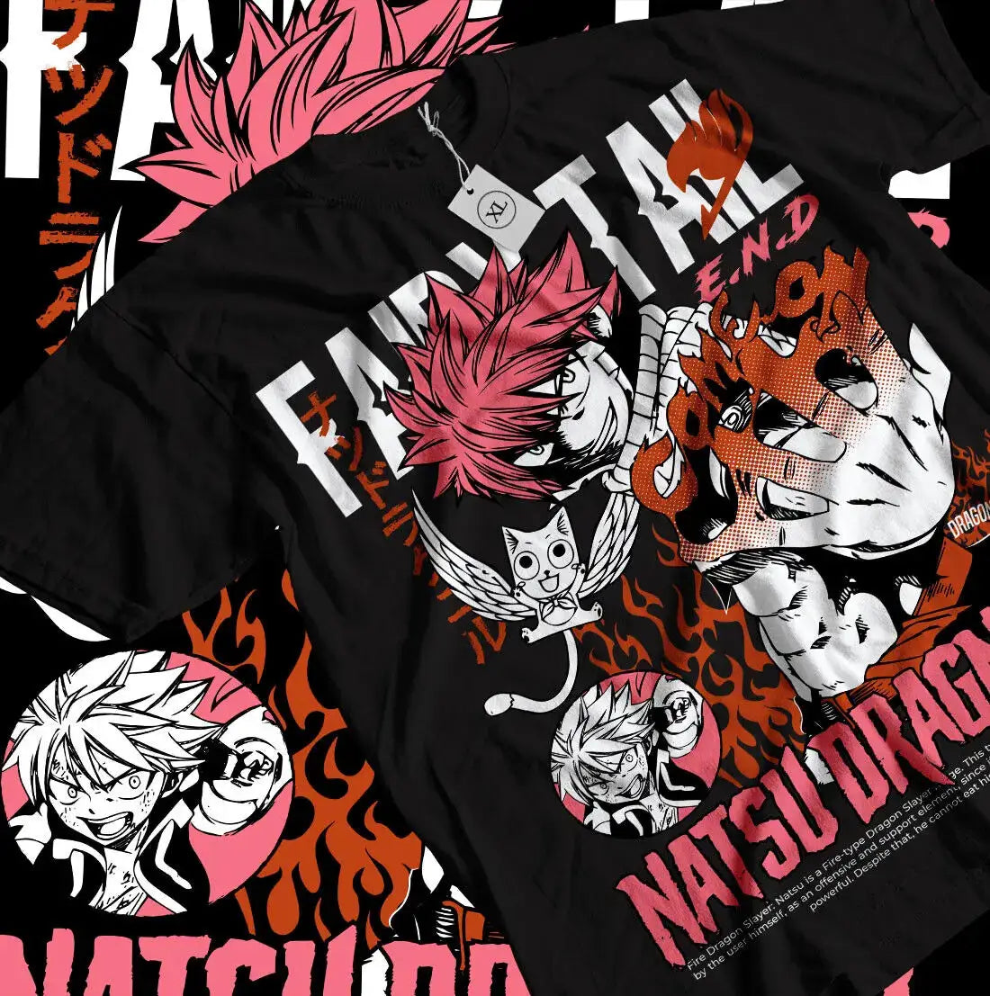 Fairy Tail T-shirt featuring Natsu and Gray anime graphic, black cotton tee with colorful character artwork from Infinite Visibility.