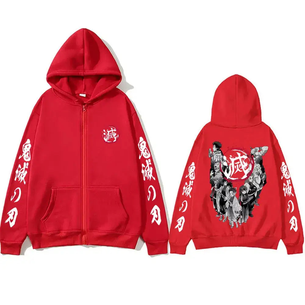 Demon Slayer Hashira Hoodie Vintage Zip Up Jacket