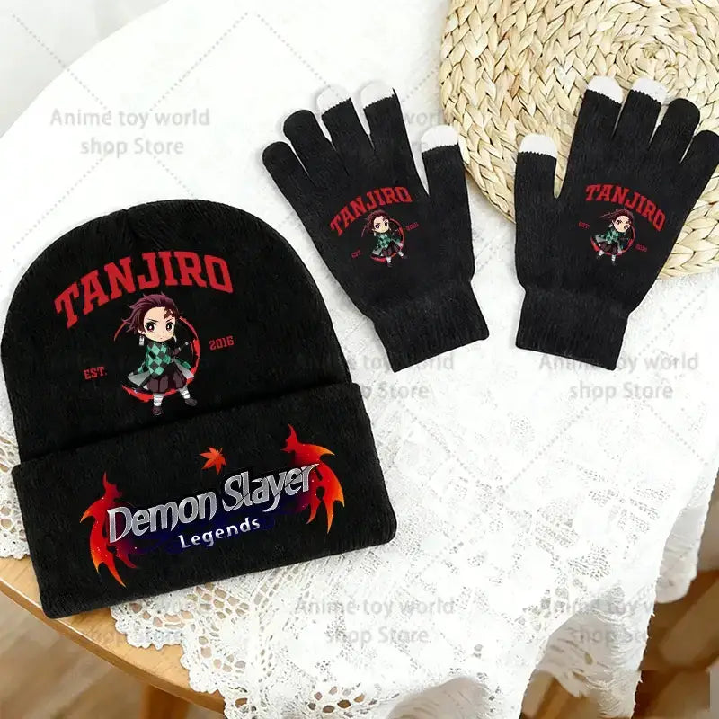 Demon Slayer Hat Gloves Set: Tanjiro Winter Knit Kit by Infinite Visibility