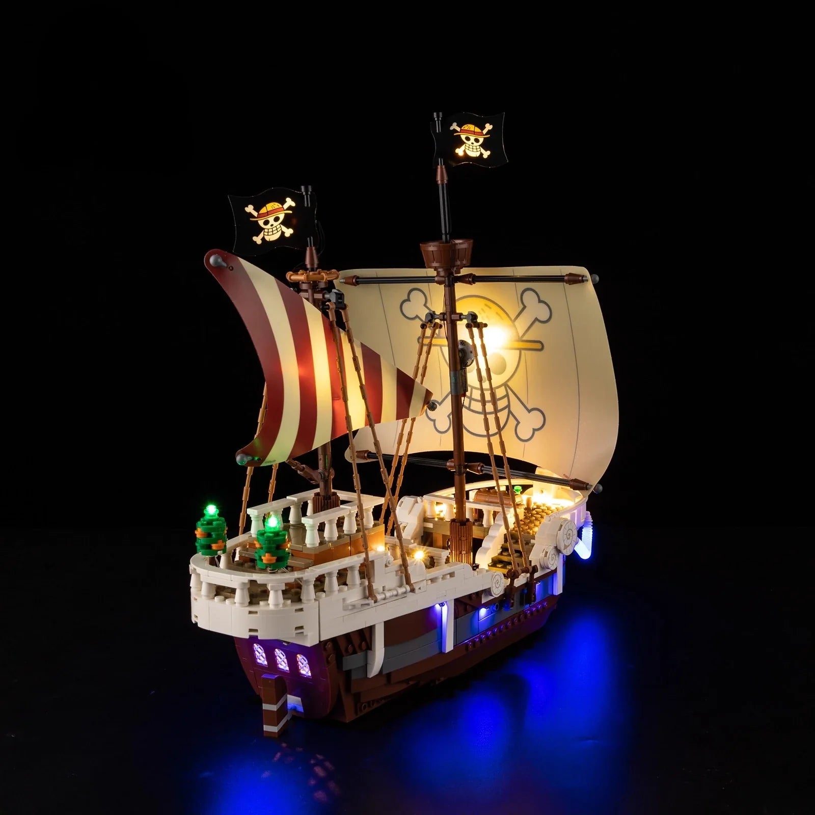 Going Merry LED light set for 75639 model, featuring anime figure lamp by Infinite Visibility with colorful LED lights.