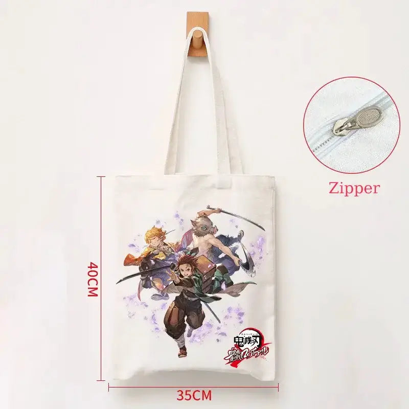 Demon Slayer Canvas Bag: Nezuko & Tanjiro Zipper Tote by Infinite Visibility