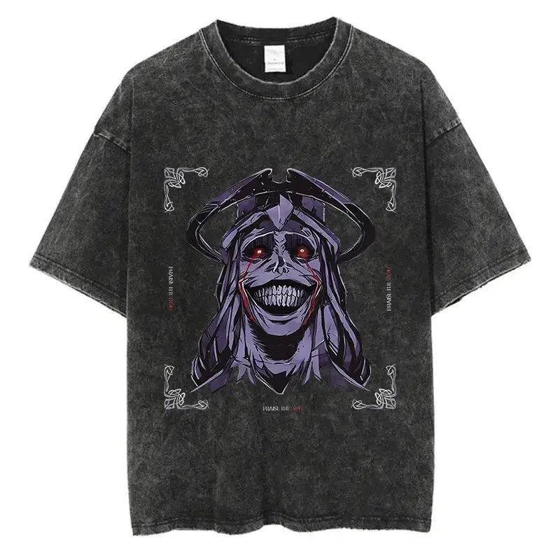 Solo Leveling Vintage T-shirt: Harajuku Washed Anime Tee
