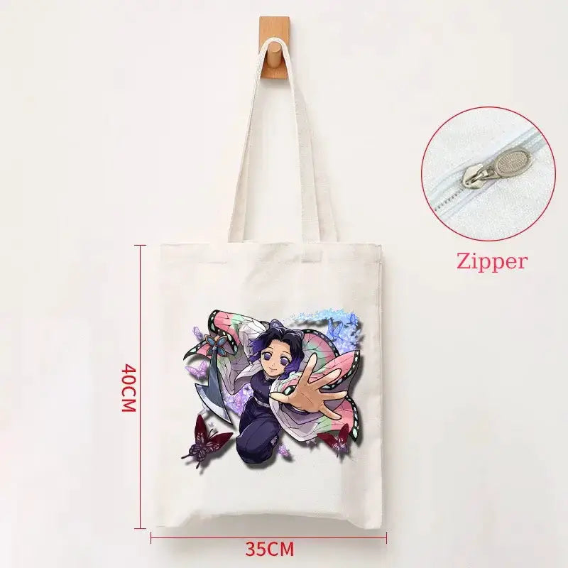 Demon Slayer Canvas Bag: Nezuko & Tanjiro Zipper Tote by Infinite Visibility