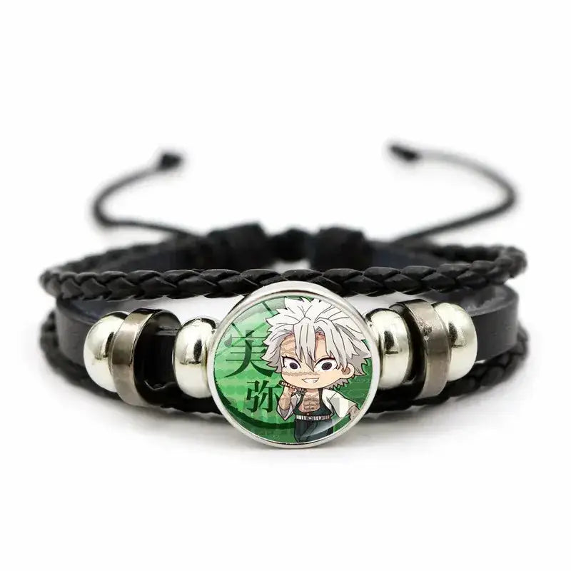 Demon Slayer Bracelet: Tanjiro & Nezuko Leather Charm by Infinite Visibility