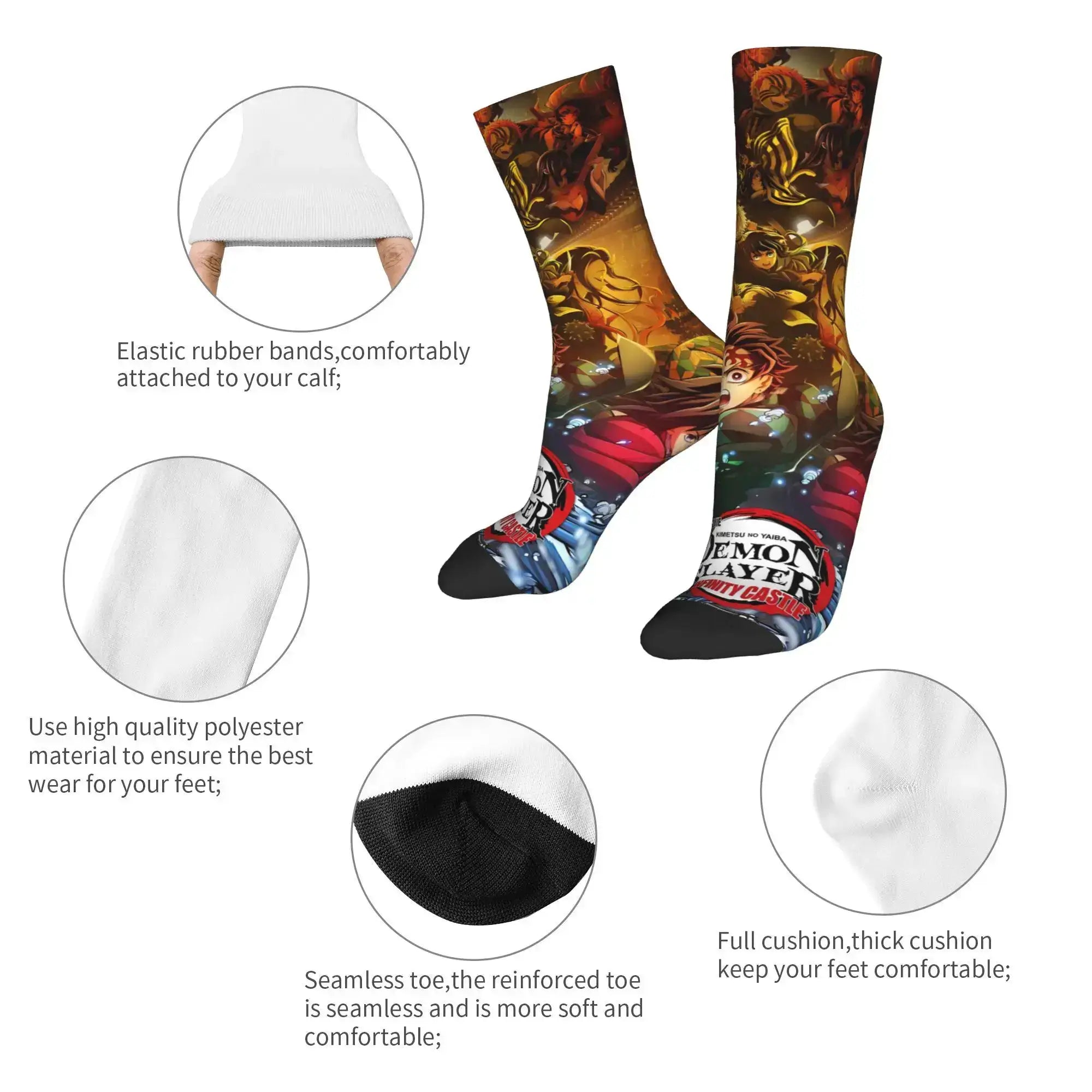 Demon Slayer Socks: Nezuko & Giyu Trendy Skateboard Style by Infinite Visibility