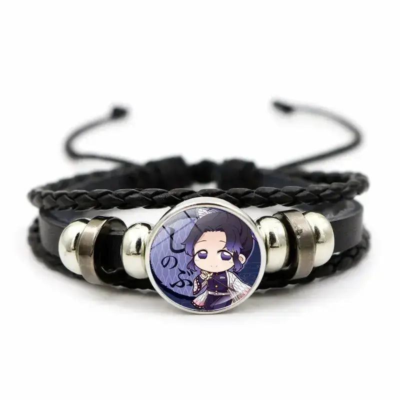 Demon Slayer Bracelet: Tanjiro & Nezuko Leather Charm by Infinite Visibility