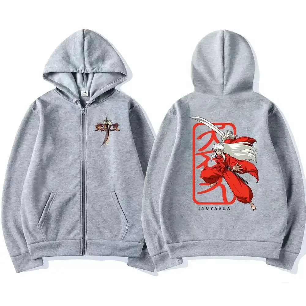 Inuyasha Graphic Zipper Hoodie Unisex Manga Jacket by Infinite Visibility