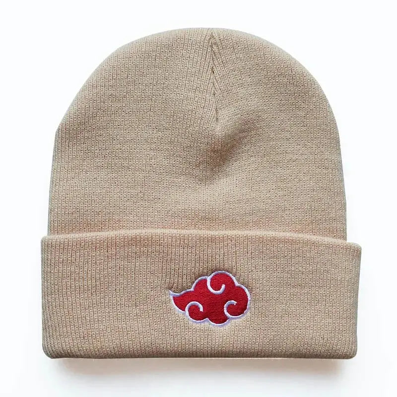 Akatsuki Beanie: Red Cloud Embroidery Warm Knit Hat by Infinite Visibility