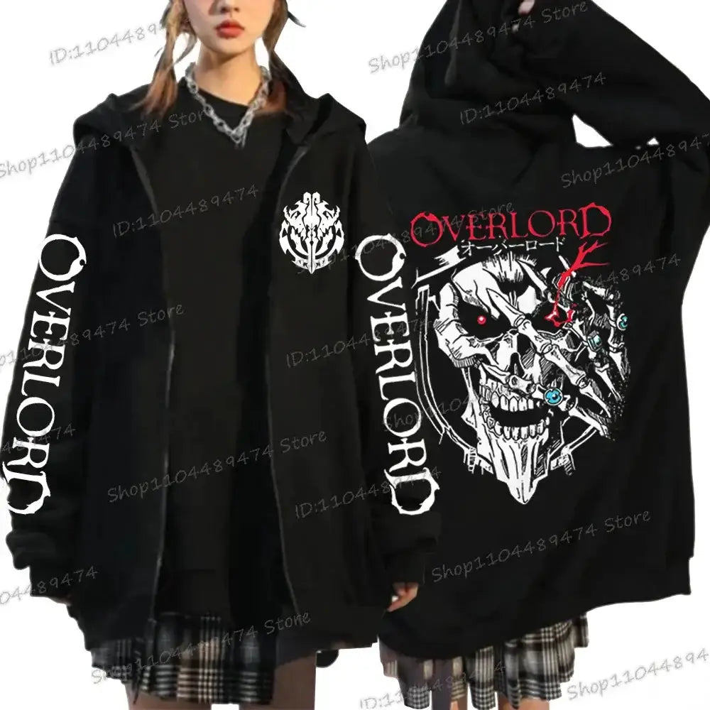 Overlord Horror Skull Hooded Shirt Harajuku Zip Up by Infinite Visibility