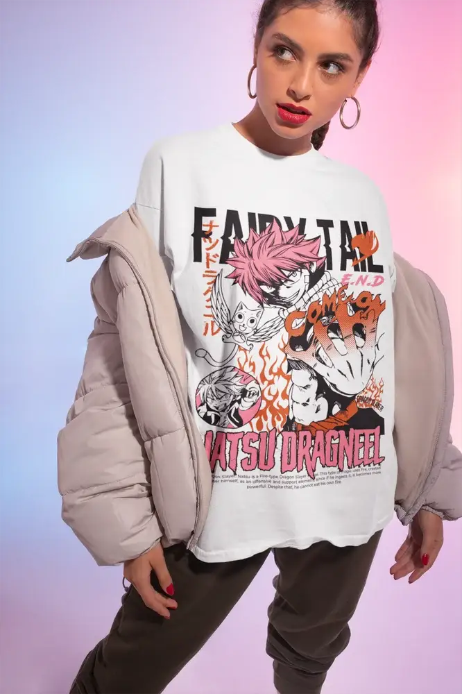 Fairy Tail T-shirt featuring Natsu and Gray anime characters, black graphic tee from Infinite Visibility.