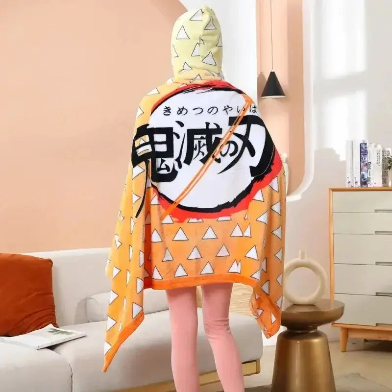 Demon Slayer Blanket: Tanjiro Anime Bathrobe & Cosplay Shawl by Infinite Visibility