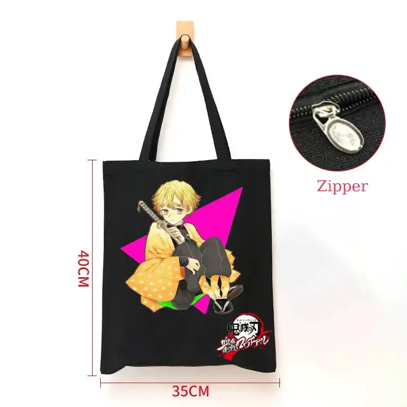 Demon Slayer Canvas Bag: Nezuko & Tanjiro Zipper Tote by Infinite Visibility