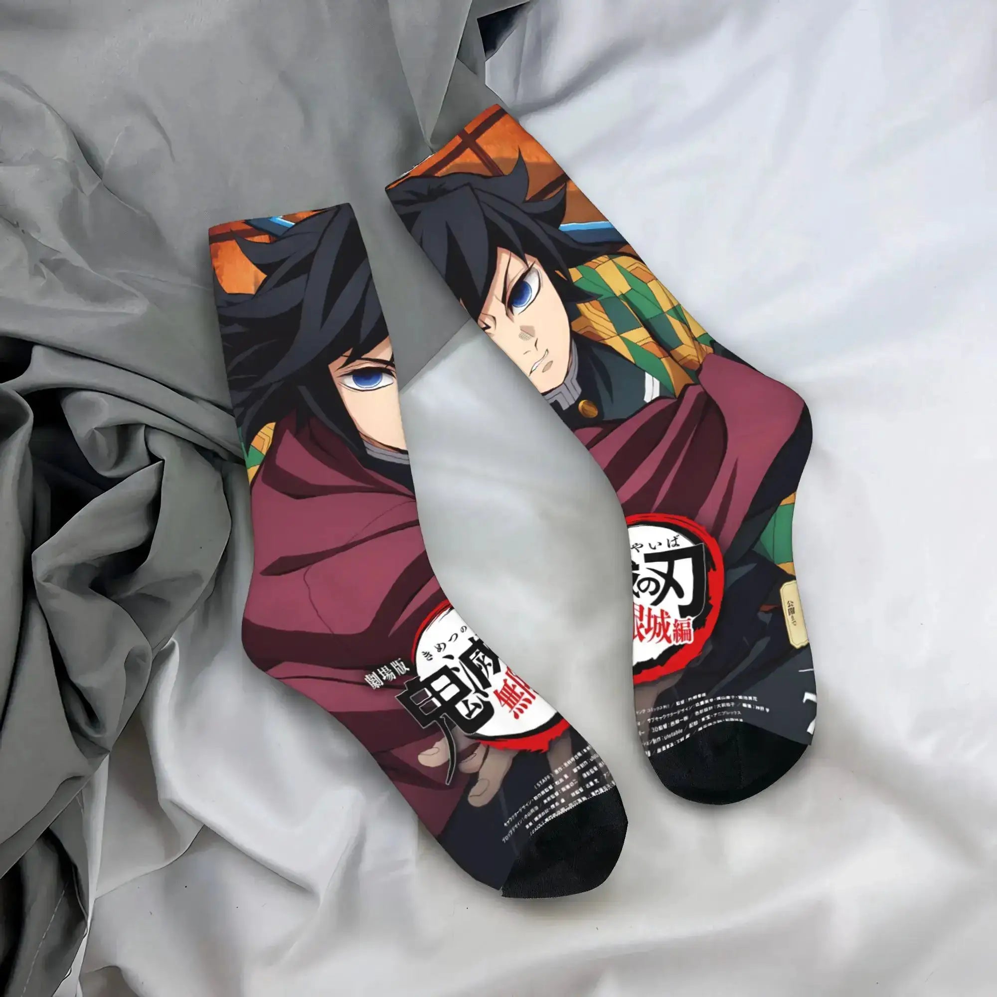 Demon Slayer Socks: Nezuko & Giyu Trendy Skateboard Style by Infinite Visibility