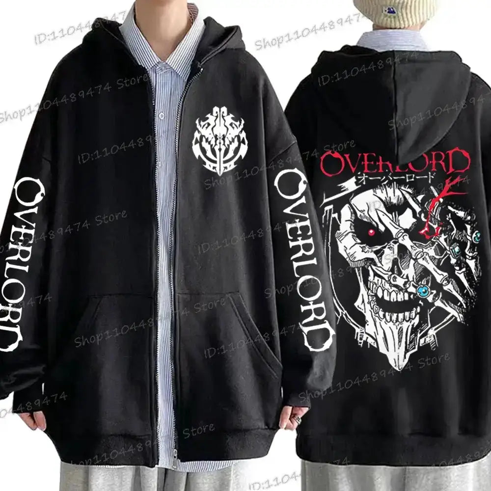 Overlord Horror Skull Hooded Shirt Harajuku Zip Up by Infinite Visibility